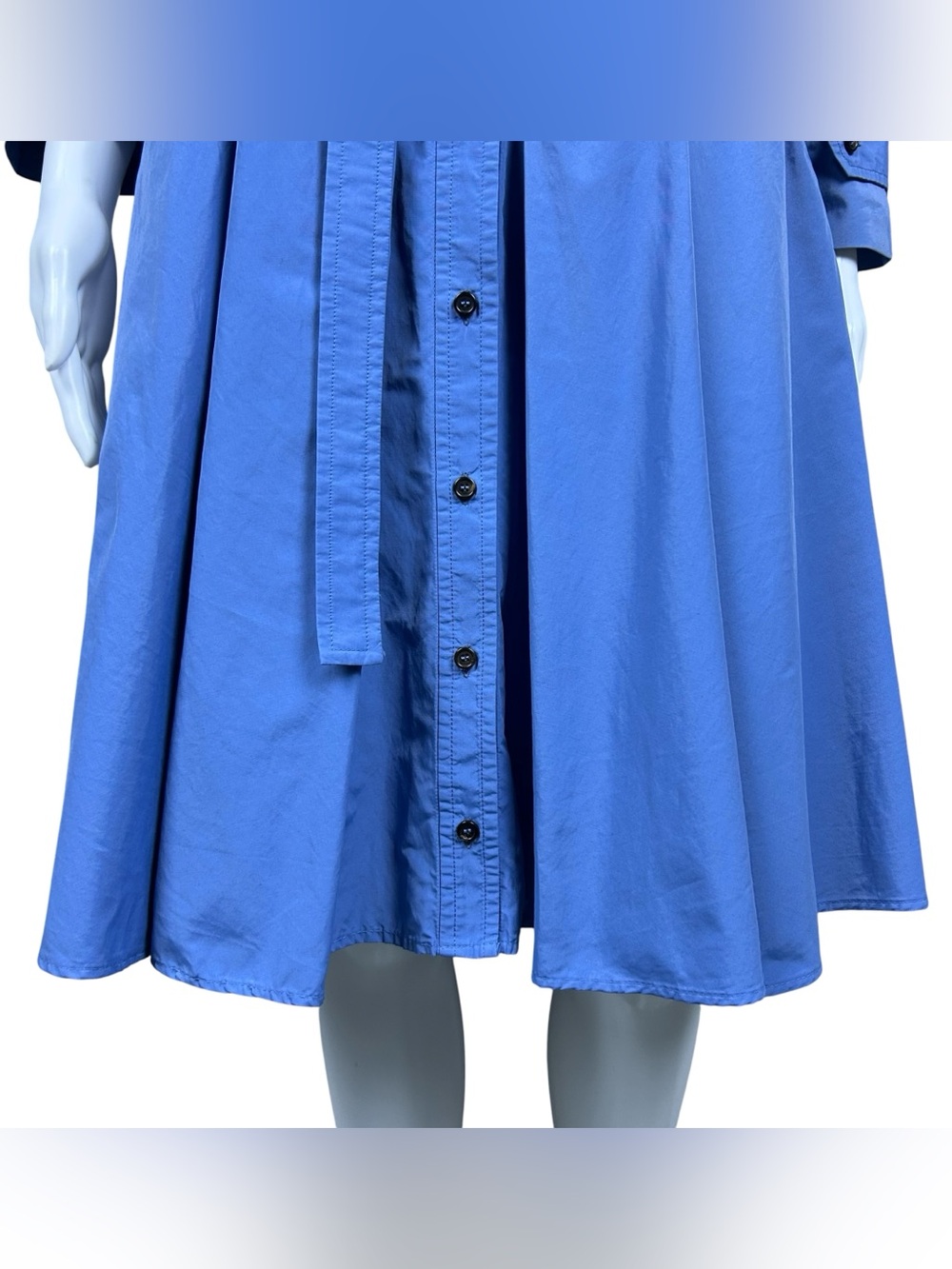 ’S MaxMara Belted Midi Shirt Dress Size 6 Blue Pockets Button Front Preppy - Picture 10 of 16